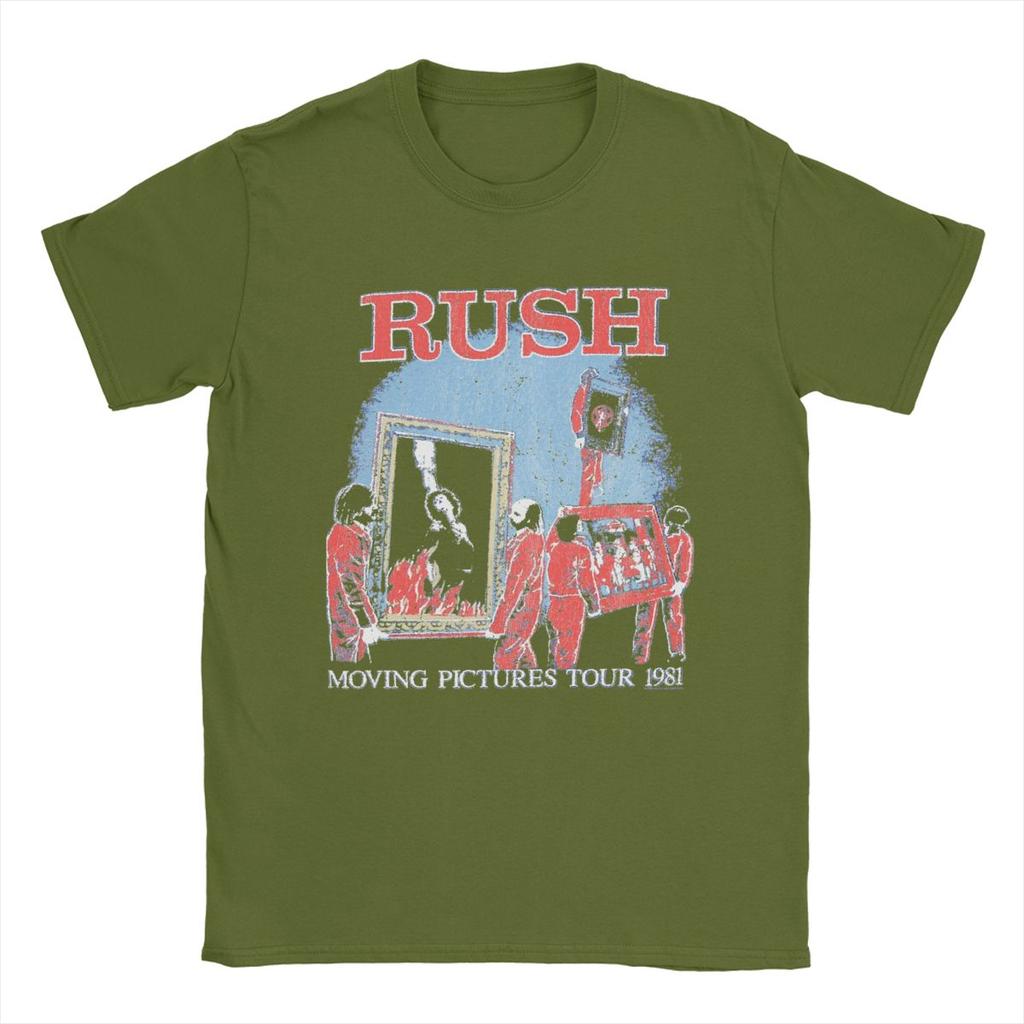 Novelty Rush Moving Pictures Tour Band T-Shirt for Men Pure Cotton T Shirt Short Sleeve Tee Shirt Gift Idea Clothing