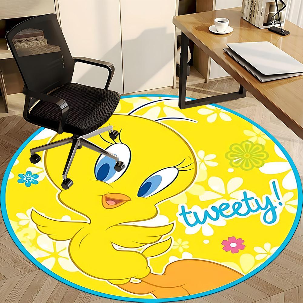 1pc Looney Tunes Bird Office Round Area Rug, Under Office Chairs Bedroom Living Room Home Decor, Room Decoa1016164