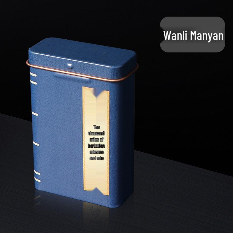 Men's 20-Capacity Tinplate Cigarette Case, Personalized Metal Hand-Rolled Holder, Multi-Pattern, Waterproof & Moisture-Proof.