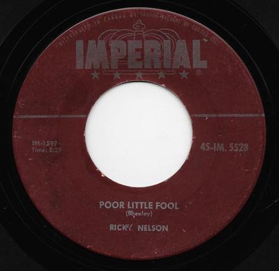 7-Zoll-Schallplatte RICKY NELSON - Poor Little Fool 45IM5528 Imperial 1958 Kanada Rock Gebraucht
