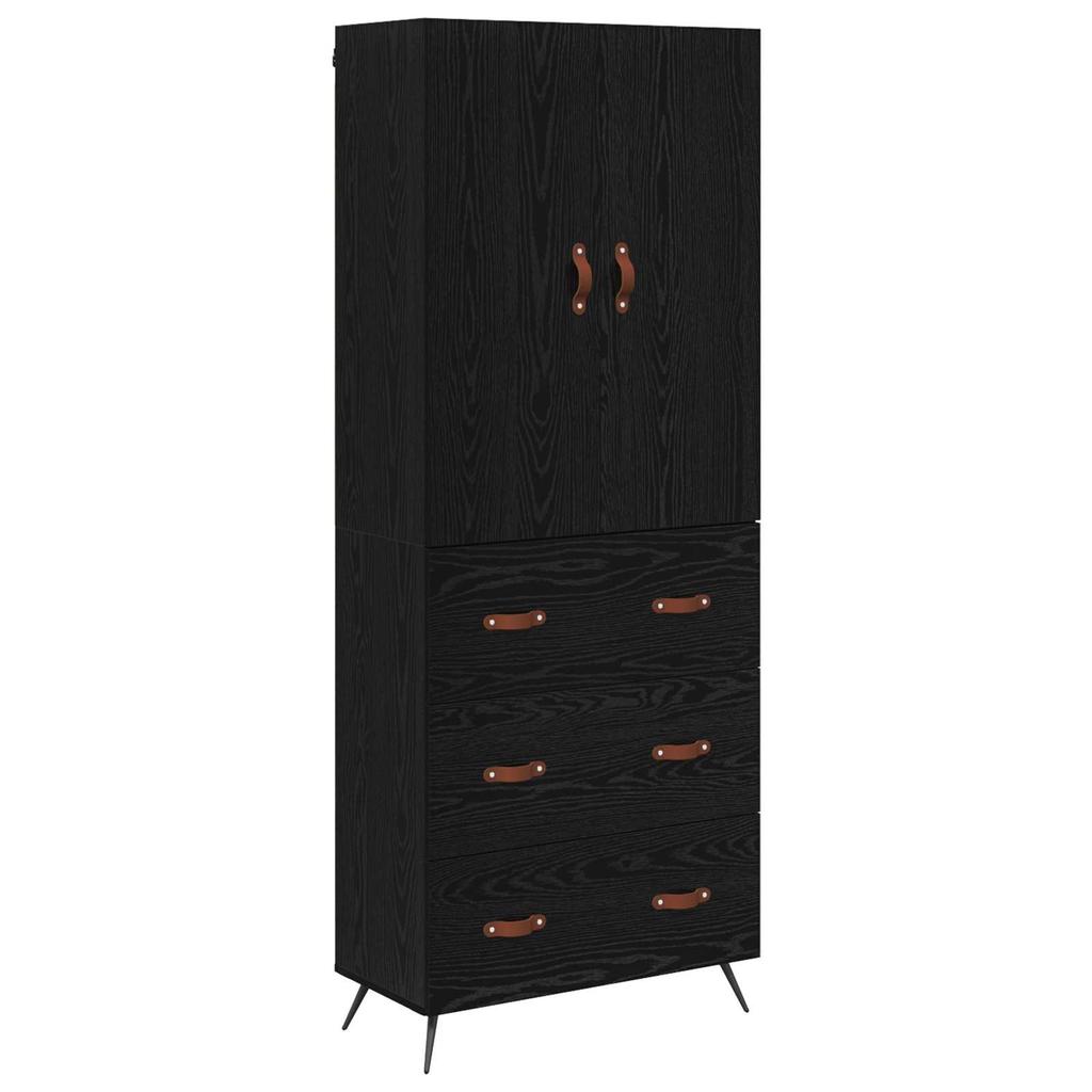 Highboard in Black Oak Look 69.5 x 34 x 180 cm Particleboard