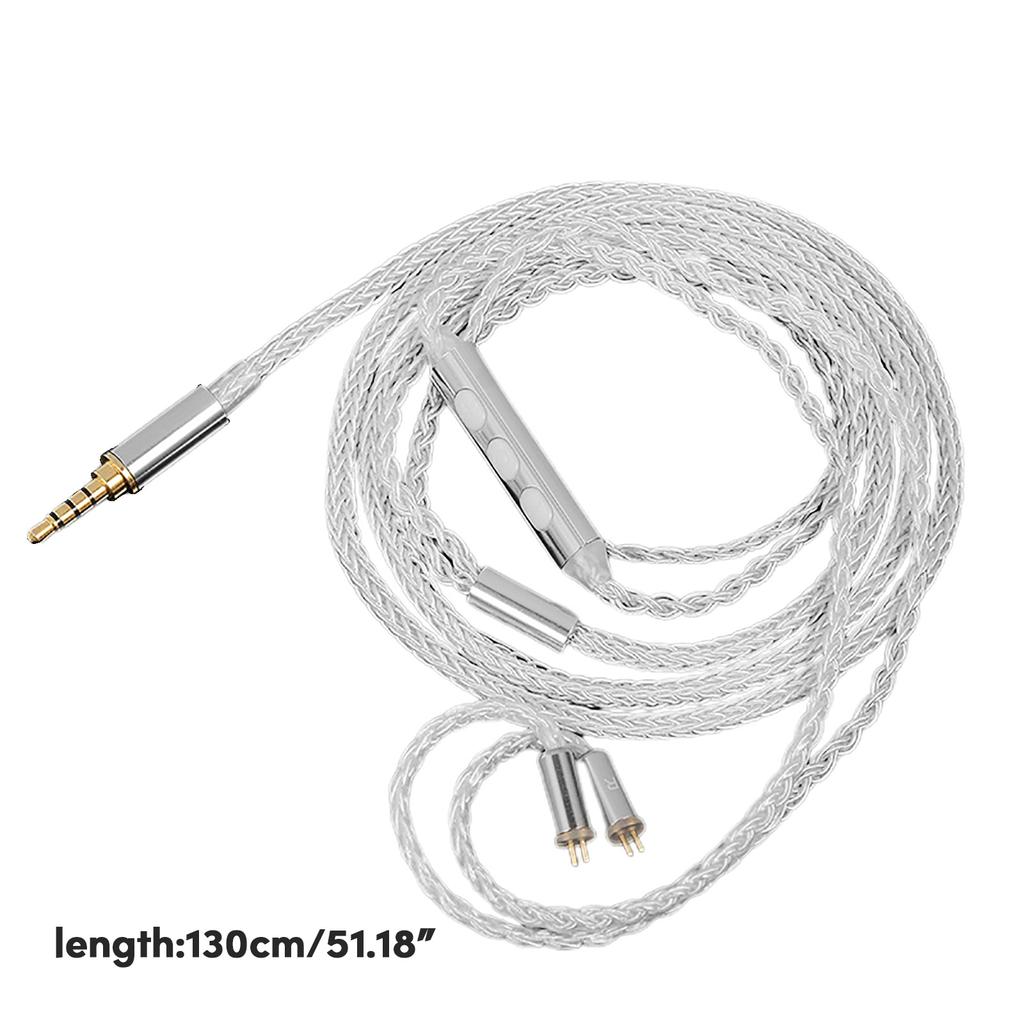 3.5mm/Type-C Headphone Cable 8Core Silver Plated Braided Earphone Cable 2Pin 0.78mm Plug Replacement Earphone Cable
