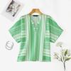 ZANZEA Women Summer V-Neck Loose Irregular Stripe Short Sleeve Blouse