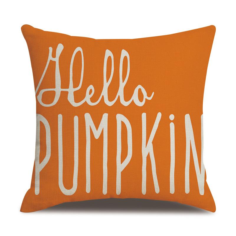 Thanksgiving Linen Pillowcase Autumn Pumpkin Print Pillow Cushion Cover