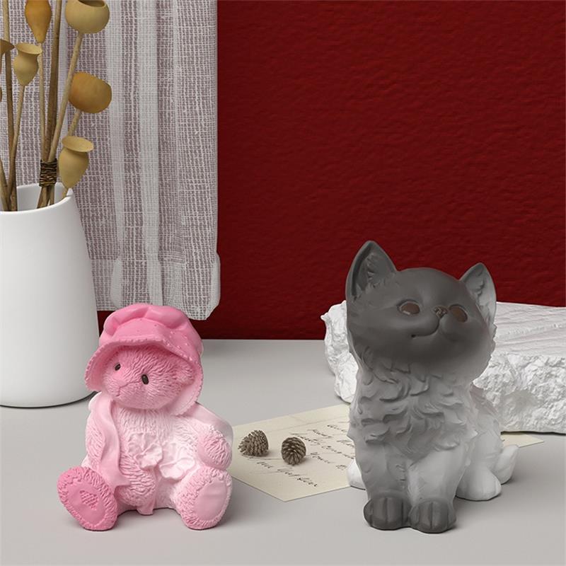 Cute Pet Animal Silicone Candle Mold DIY Kitten Bear Craft Plaster Resin Decoration Handmade Soap Candle Making Supplies