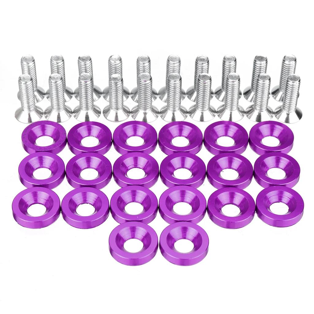 40pcs M6 Aluminum Hex Head Bolts & Fender Washer Screws - Universal Car Modification JDM Auto Bumper Engine Concave Fasteners