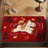 New Horse Pattern New Year Door Mat Non-slip Bath Mat Water Absorption Red Door Carpet Home Decorations