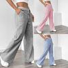 Women's Mid Rise Drawstring Waist Wide Leg Pants Loose Trousers Striped Print Casual Summer Daily Wear Long Trousers