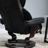 360 Degrees Swivel Recliner Chair with Footstool, PU Leather Manual Recliner Armchair with Footstool, Solid Wood Base