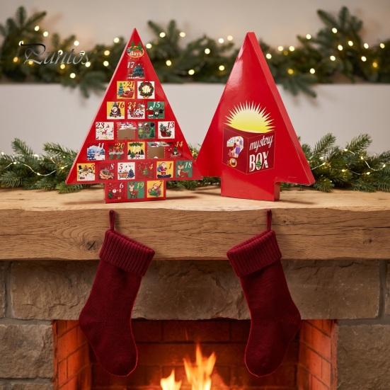 Cardboard Christmas Ornament Box Tree Advent Calendar Box, DIY Surprising Shaped Paper Hole Punch Party Favor Storage Gift Fillable Countdown