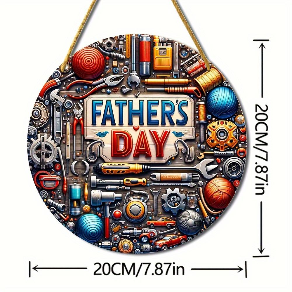 

2d flat 20*20cm Father S Day Wooden Sign, FATHER S DAY Decorative Plaque with Tools and Gears Design, for Home for Living Room, Kitchen, Bedroom. 20*20cm
