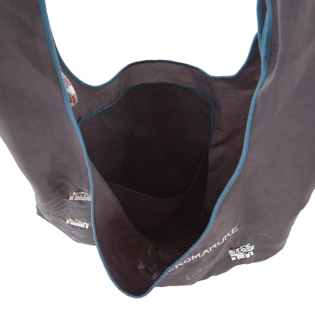 Kusguru Japan 2-Way Sub Bag, Water-Repellent Embroidered Washer, Women's, BK219-3, Dark Gray
