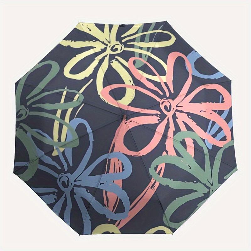 1pc Floral Pattern Automatic Open/Close Umbrella, Portable Folding umbrella for Everyday Use yy250826066