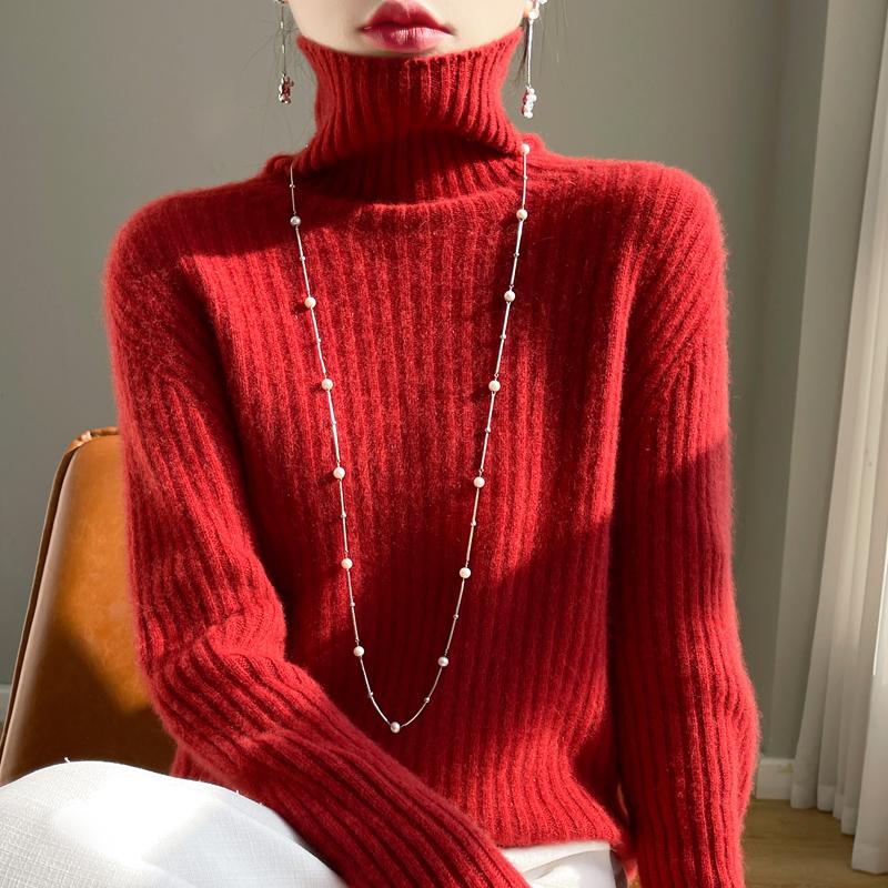 Women's Cashmere Sweater Qinghe Cashmere 30% Cashmere 70% Wool Autumn and Winter Pullover Warm and Fashionable