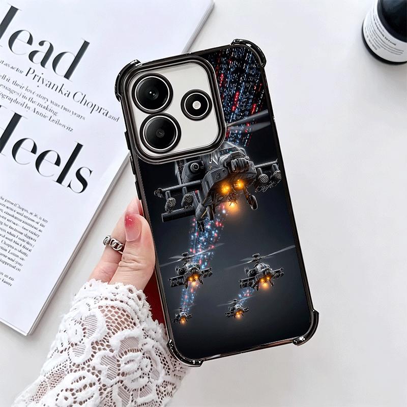 Aircraft Helicopter Formation Soft Phone Case For Xiaomi Redmi Note 14 15 Pro Plus 13 12 11S 11T 5G 10 9S 9 Plating Anti-Fall Fu