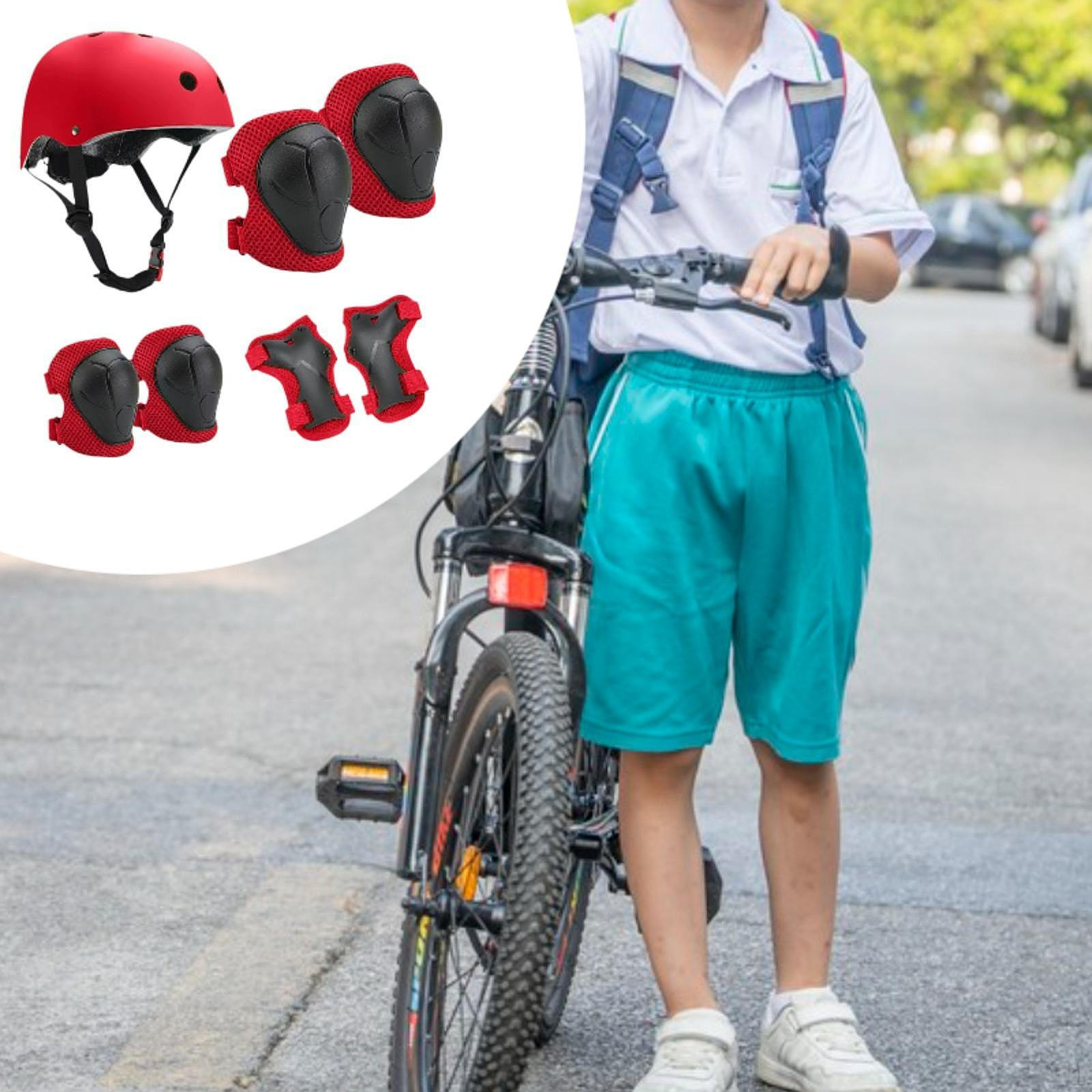 

7 предметов детский велосипедный шлем защитный комплект для рук налокотники наколенники подростковый детский скейтборд красный