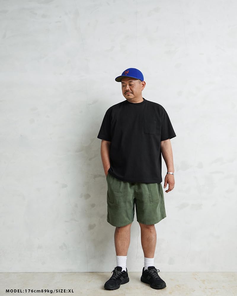 WAIPER Crew Neck Short Sleeve Pocket Made In Japan 1-Pack T-Shirt, [WP1110] (JP, Alphabet, XL, Black)