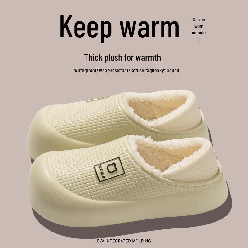 2025 Herbst/Winter Damen Wasserdichte Rutschfeste Indoor/Outdoor Dicke Warme Baumwollpantoffeln mit Fersenüberzug