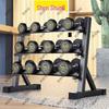 145kg Rubber-Coated Fixed Dumbbell Set with Rack