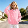 Kids Color Long Sleeve Hooded Zip-Up Sweatshirt Jacket with Hem for Medium and Big Kids
