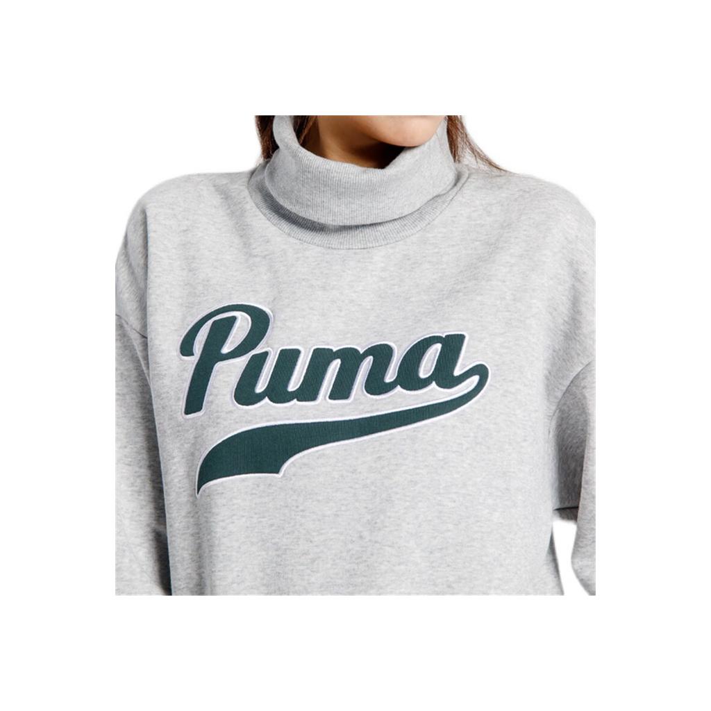 Puma Sports Lifestyle Series Letter Casual Stand Collar Long Sleeve Sweatshirt Women Sweatshirt Gray 534387-04