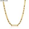 Collier Ras-du-cou Maillons trombone en Acier Inoxydable Large de 6 mm Fin Couleur Dorée Imperméable pour Femmes et Hommes