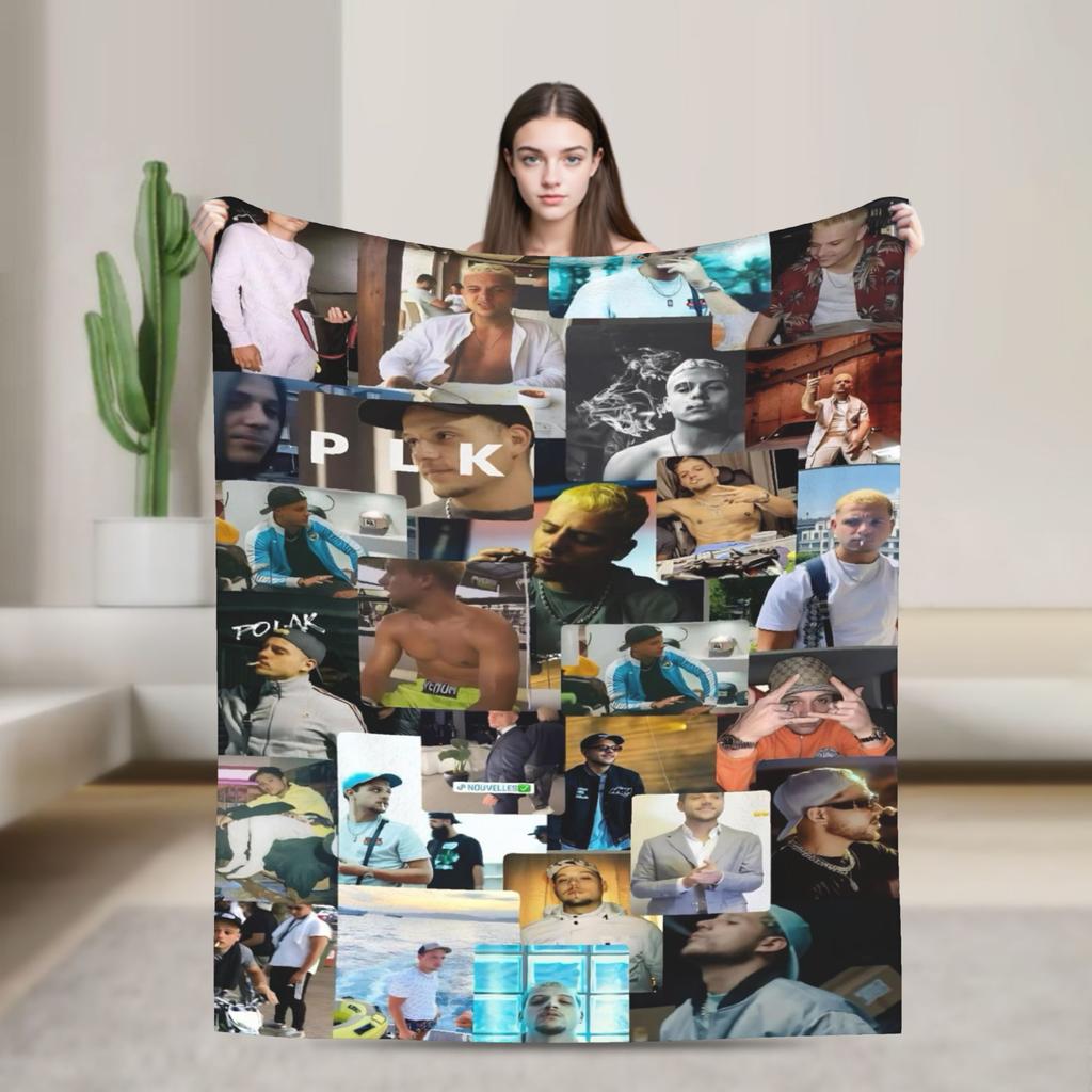 PLK French Rapper Photo Blankets Super Soft Funny Plush Throw Blanket For Home Decor Airplane Travel Flannel Bedspread Bed Cover