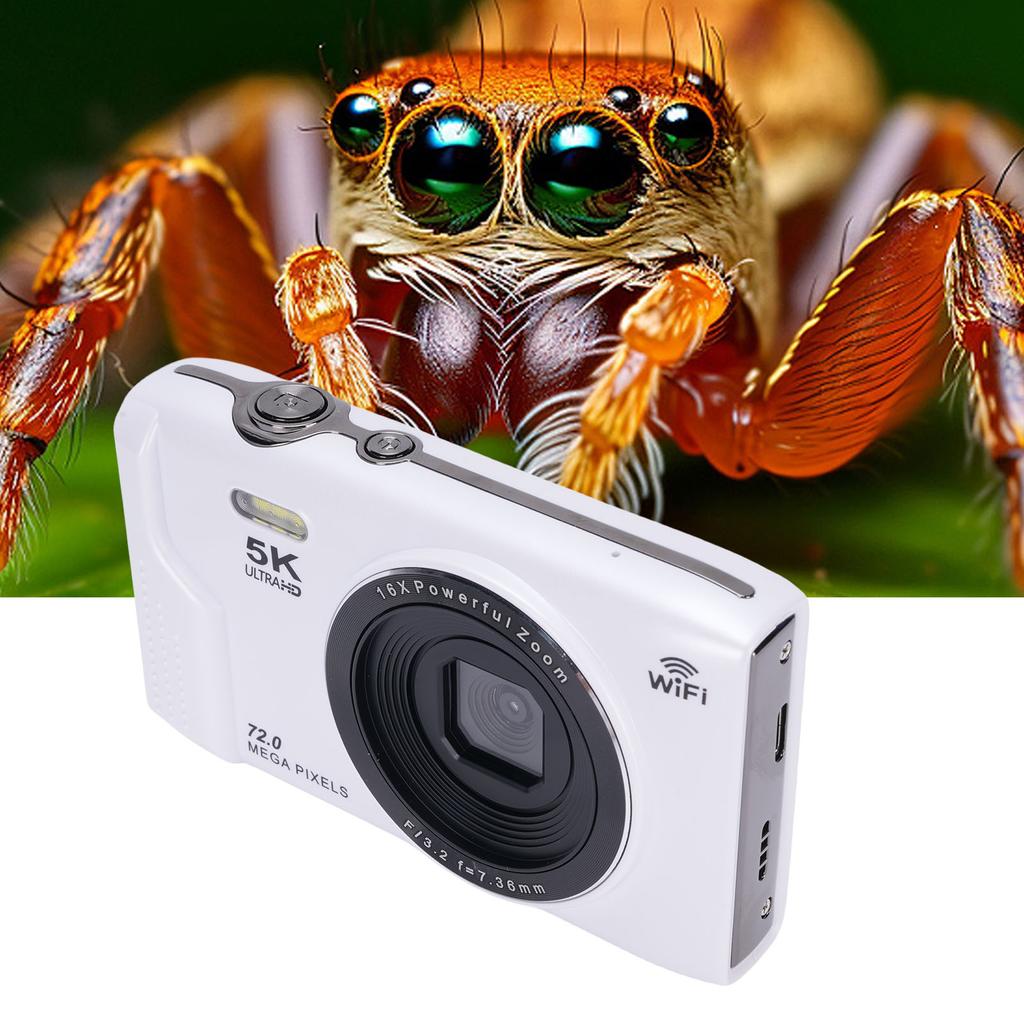 5K Digital Camera 72MP 16X Zoom 2.8 Inch LCD Screen AF Auto with Flash Light WiFi Camera for Travel Photography