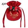Durable Fabric Bags for Small Gifts Drawstring Christmas Candy Bags, Reusable Gift Wrap Holiday Celebration Holders Cute Eve Fruit Party Favor