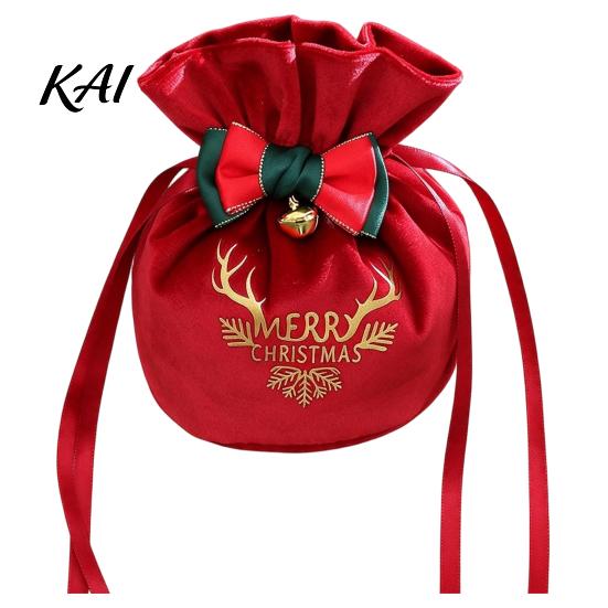 Durable Fabric Bags for Small Gifts Drawstring Christmas Candy Bags, Reusable Gift Wrap Holiday Celebration Holders Cute Eve Fruit Party Favor