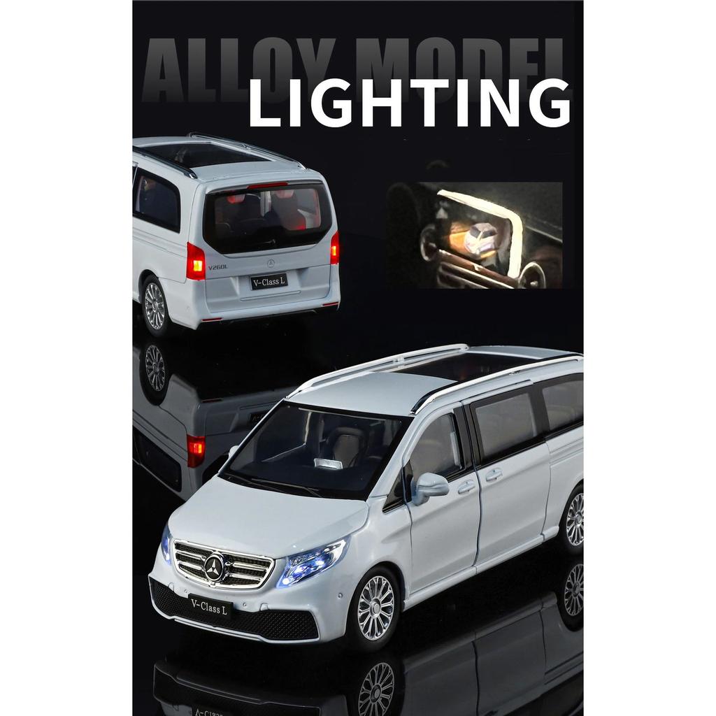 NEU 1/24 Benz V260 MPV Legierungsmodellauto Spielzeug Die-Cast Guss Sound und Licht Rückzieher Auto Spielzeug für Kinder Fahrzeug