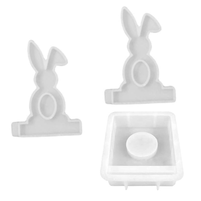 Rabbit Candle Holder Molds with Base for Making Easter Decorations Candle Holder Tealight Holder Table Ornament