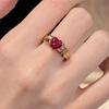 Xiaohongshu Vintage Gossip Girl Red Heart Zircon Diamond Luxury Ring for Women