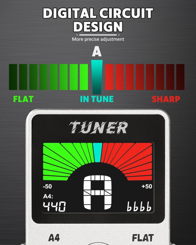 STRICH Tuner Guitar Pedal with Precision Chromatic Drop Tuning, 430-450Hz, A4 True Bypass, Color Display, for Electric Guitar and Bass