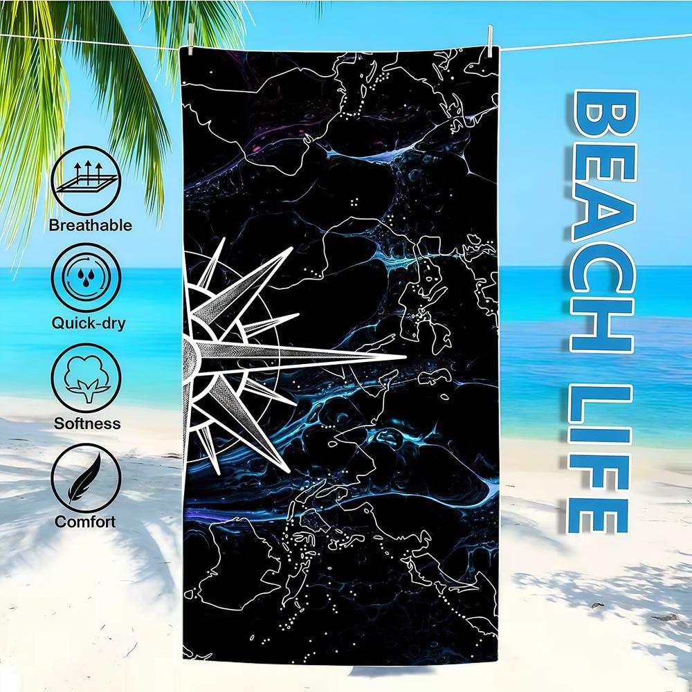 Towel Textile Mobile Bathrobe Beach Quick-Drying Compass Lightweight Portable Camping Map Cell Swim Voyage Pool Travel