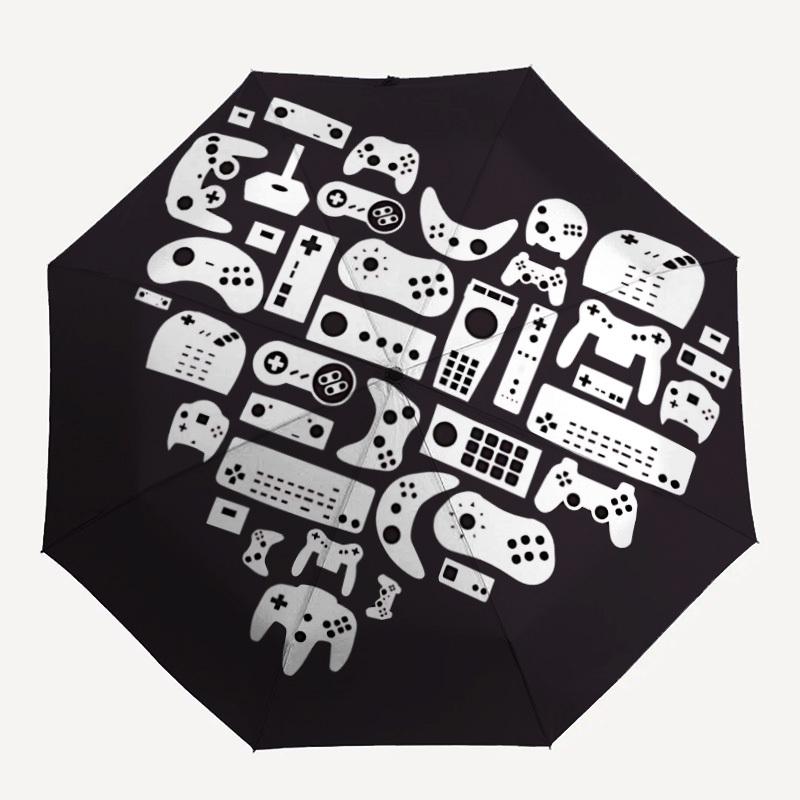 1pc Gamer Console Automatic Folding Umbrella Portable Collapsible Design, 8-Rib Iron Frame, Durable Fabric, All-Season Casual Outdoor 169