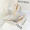 Bigtree European and American Fashion Sexy Hollow Out Nightclub Show Metal Heel  9.5cm High Heel Sparkle Sequins with Sandals
