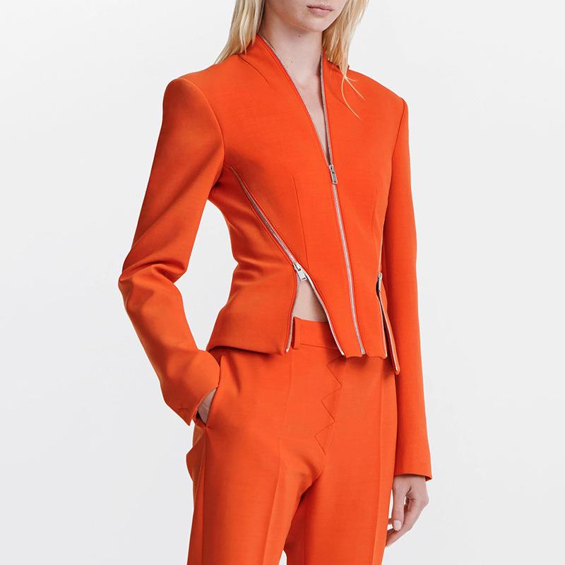 Spring 2025 Korean V-Neck Zip-Up Women's Jacket