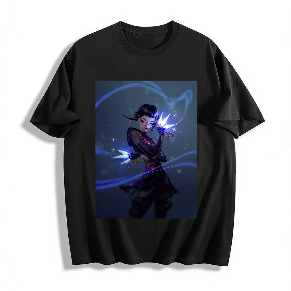 

Dark Style Crystal Female Assassin Print Top Game Style Niche Design Loose Casual T-Shirt Pure cotton T-shirt XXS