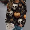 Women's Halloween Pullover Tops Ghost Pumpking Print Hoodless Sweatshirt Casual Long Sleeve Sweatshirt Y2K Streetwear for Women