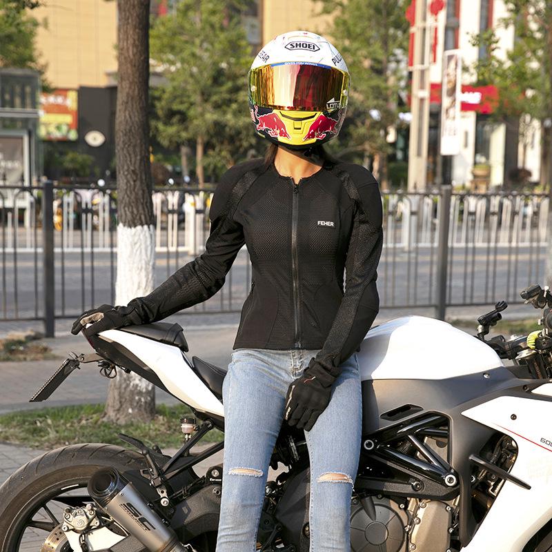 FEHER Damen Atmungsaktiver Mesh Motorrad-Rüstungsanzug - Sommer-Fahrten Sturzschutz Rennbekleidung