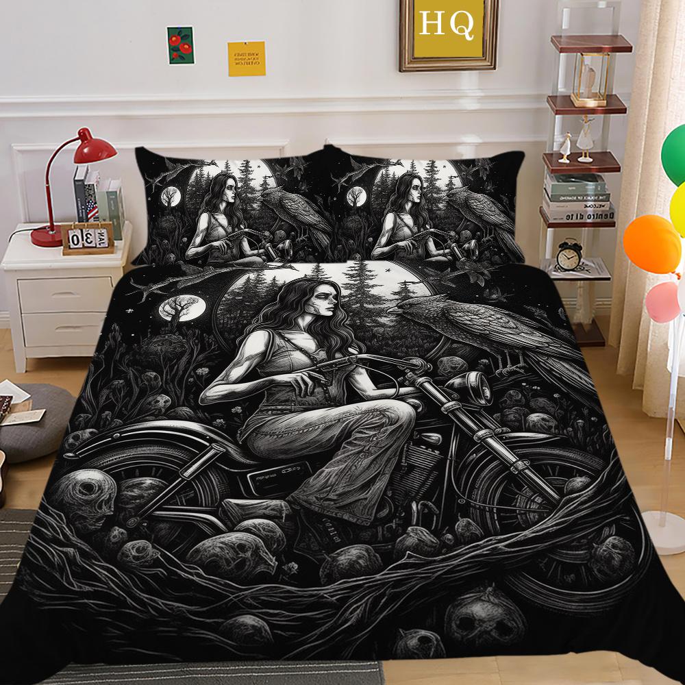 Beauty Skull Printed Home Bedclothes Single Size Polyester Bed Set Man Design Fashion Bedroom Decor