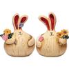 A PAIR Wood-like Resin  Ornaments Retro Cute Bunny Craft Statues Cute Retro Cute Bunny Craft Statues A PAIR