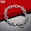 925 Sterling Silver Simple Romantic Hollow Love Side Chain Exquisite Bracelet Gift Jewelry