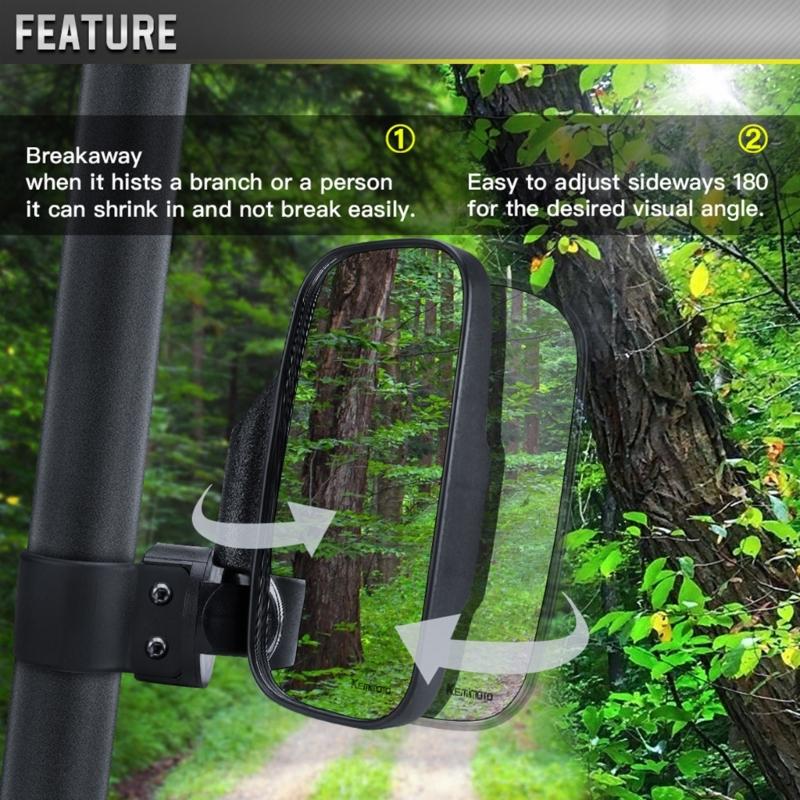 UTV Folding Side View Glass ImpactResistant Easily Install Universal Side View Glass for 1.6“-2“ Roll Bar Cage