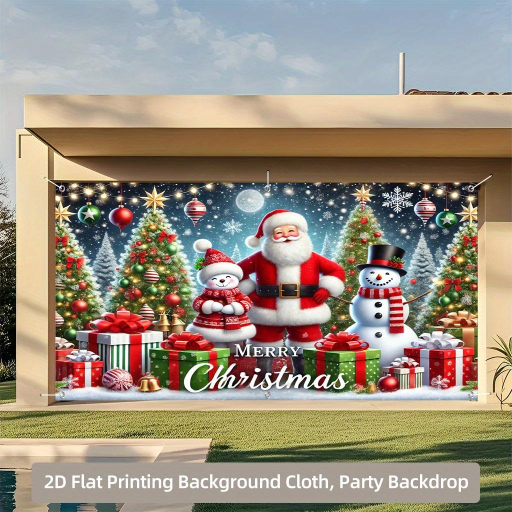 2D background banner, Santa Claus, Happy Snowman, Gift tree, garage polyester background fabric, holiday background