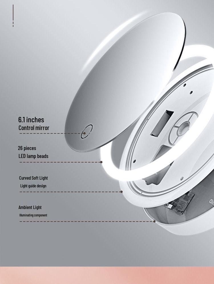 Rechargeable LED Makeup Mirror with Adjustable Three-Color Natural Light and One-Touch Control for Dressing Table