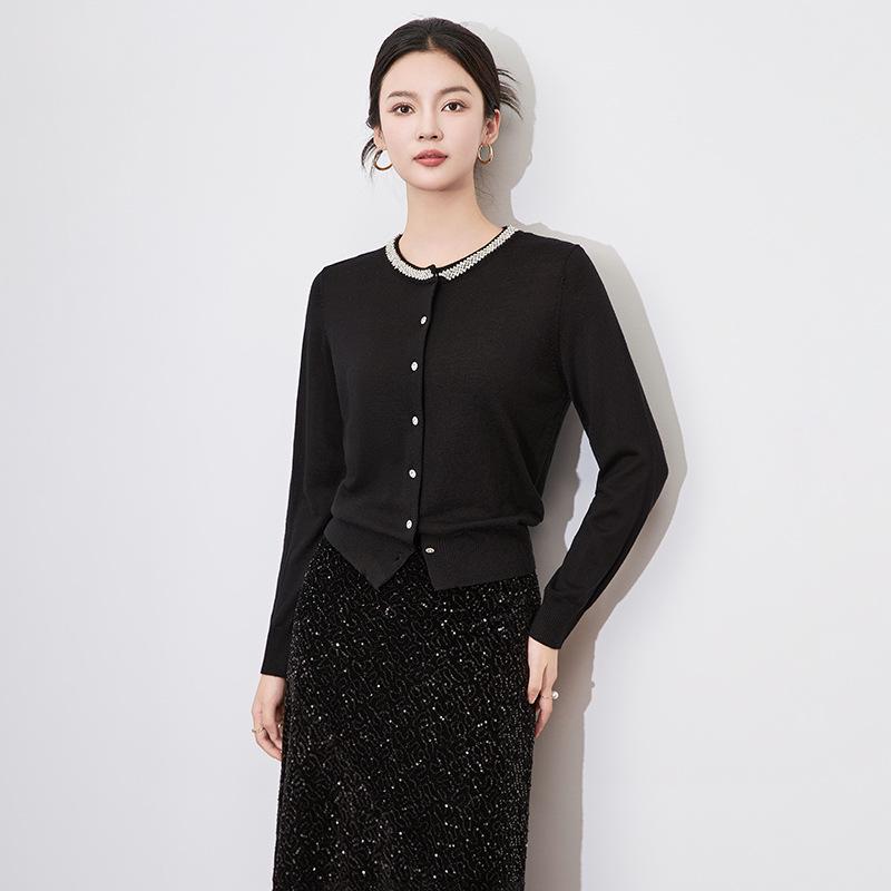 

Легкий роскошный кардиган Diamond Slim с круглым вырезом, женский свитер