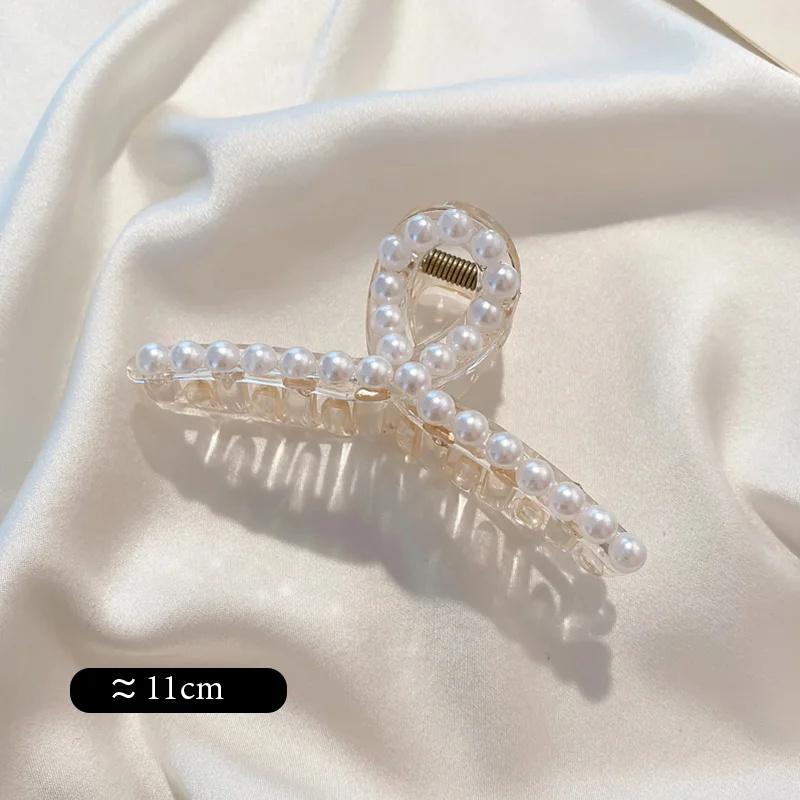 Vintage Pearl Clips Set Large Claw Korean Ponytail Big Barrettes Jaw Hairpins For Women Hair Accessories Hairgrip Gift