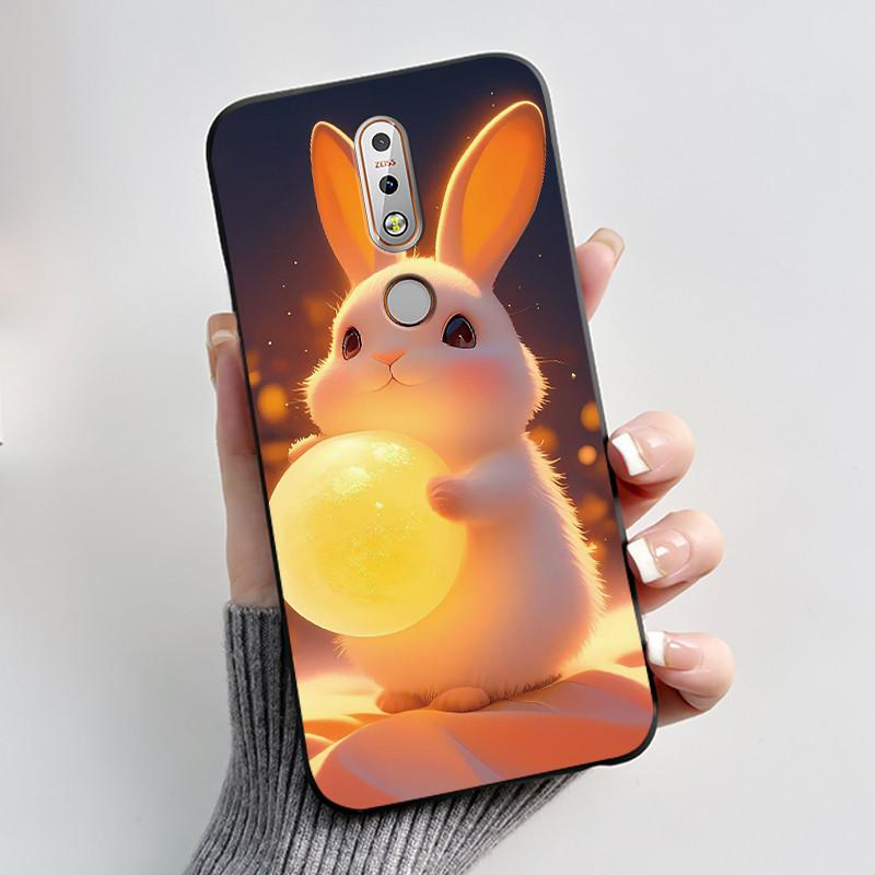 

Unique Design Case For Nokia 7.1 Soft Black Case Brightly Colored Sunflower Shells Pattern Casing Anti-Scratch Back Cover Nokia 7.1